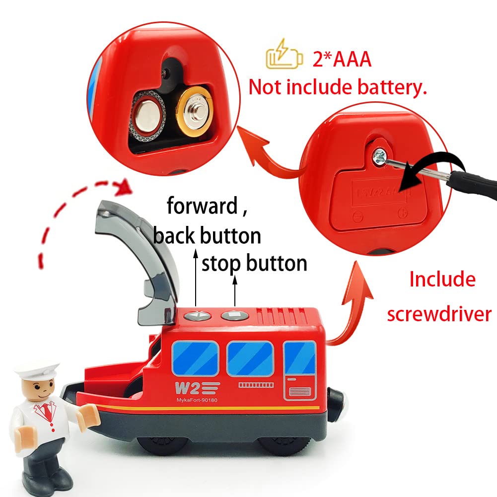 DSHMIXIA Battery Operated Train for Wooden Train Track Set Toys for 3 4 5 Year Old Boys Kids Action Locomotive Train Magnetic Co