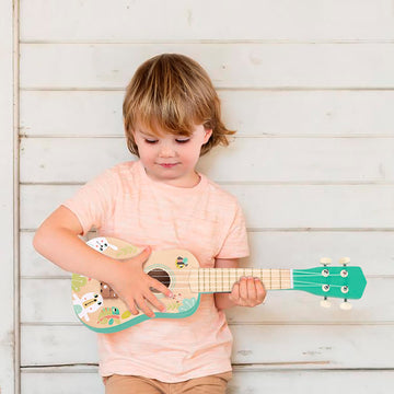 Tookyland 4-String Wooden Ukulele Toy - Mini Guitar Pretend Musical Instrument, Ages 3+