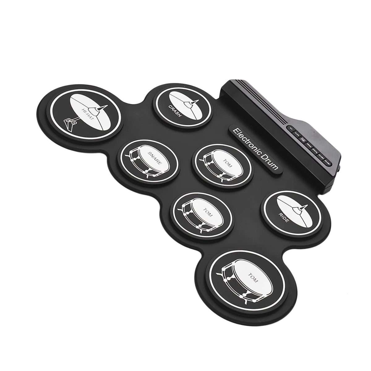 Excluzo Compact Size Usb RollUp Silicon Drum Set Digital Elec Ic Drum Kit 7 Drum Pads With Drumsticks Foot Pedals For Beginners