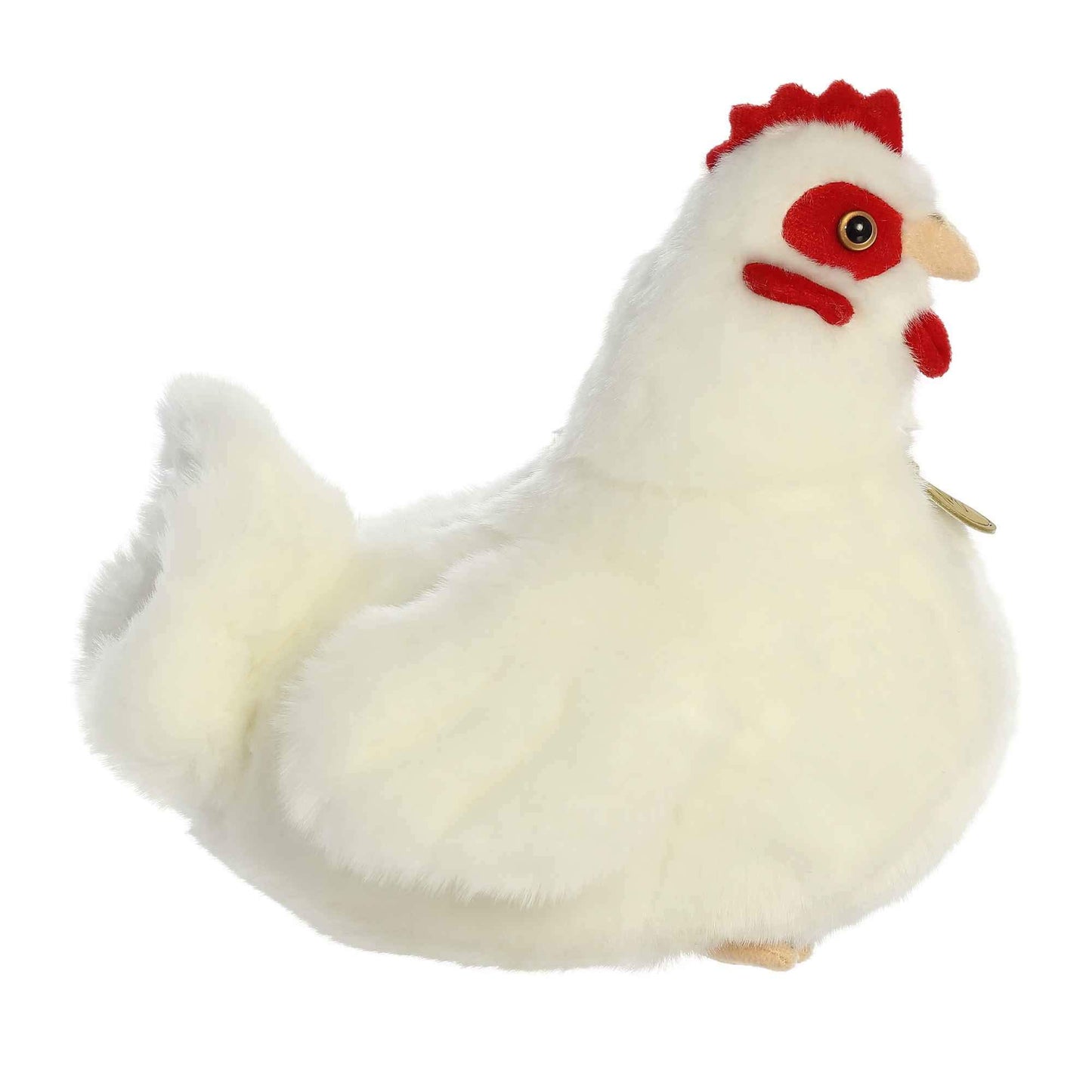 Aurora® Realistic Miyoni® White Hen Stuffed Animal - Lifelike Detail - Cherished Companionship - White 9 Inches