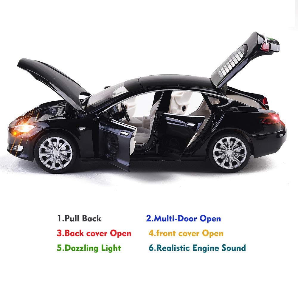 Toy Car Model S Alloy Model Cars Pull Back Vehicles 1/32 Scale Car Toys for Toddlers Kids (Black)