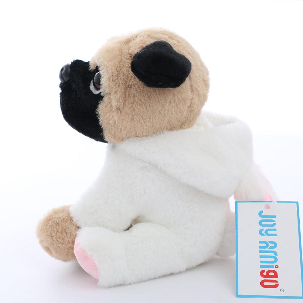 Joyamigo Pug Stuffed Animal Dog Puppy Soft Cuddly Animal Toy In Easter Bunny Costumes - Super Cute Quality Rabbit Dog Plush Children Easter Basket Stuffers Decoration