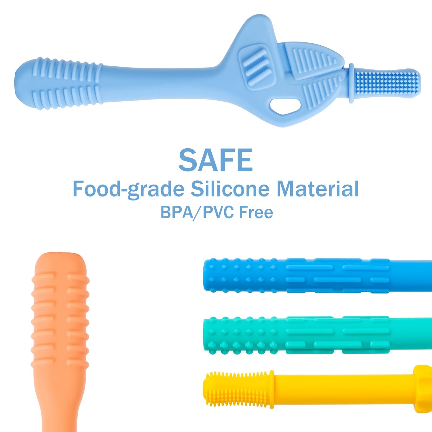 Hollow Teether Tube, Chew Straws For Toddlers 6-12 Months, Bpa Free Silicone Baby Molar Teether Chew Toys, 5 Pack Teething Toys