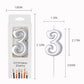 PHD CAKE Silver Number Birthday Candles - 10-Count 0-9 for Parties & Baby Showers