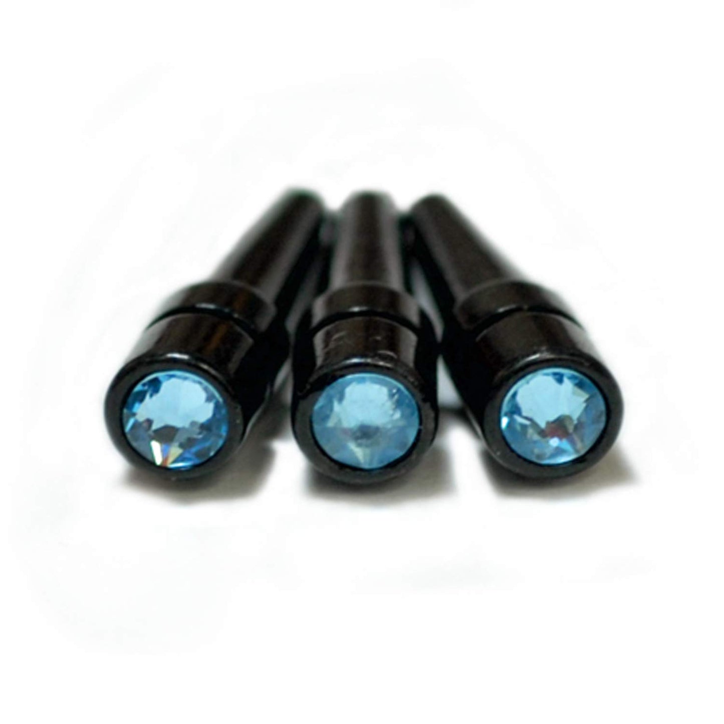We Games Black Metal Cribbage Pegs With Austrian Crystals - Set Of 3 - Aquamarine