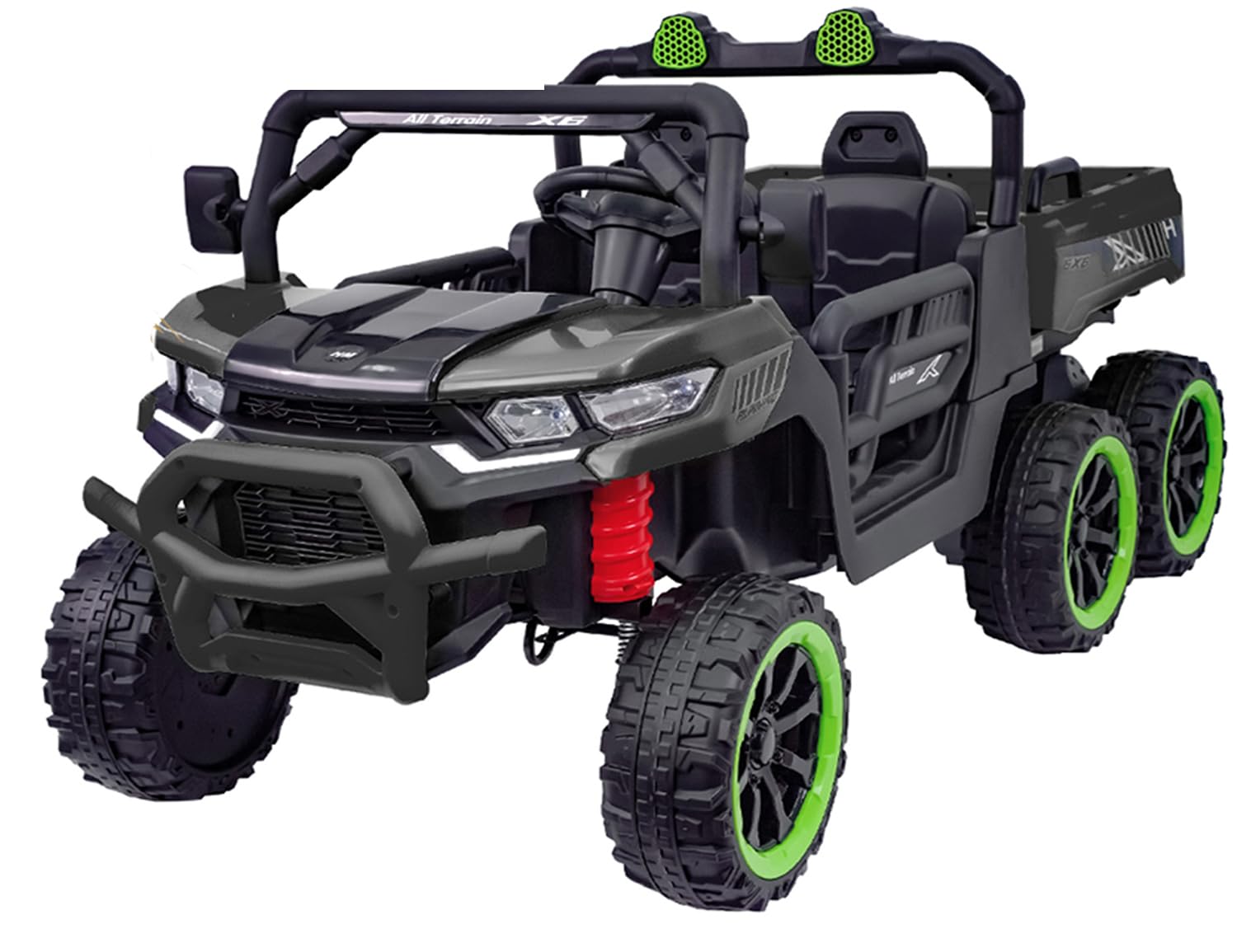24V 2 Seater 4Wd Powered Ride On Dump Truck With Electric Dump Bed, Electric Utv With Remote Control, Shovel, Pull Bow, Music Pl