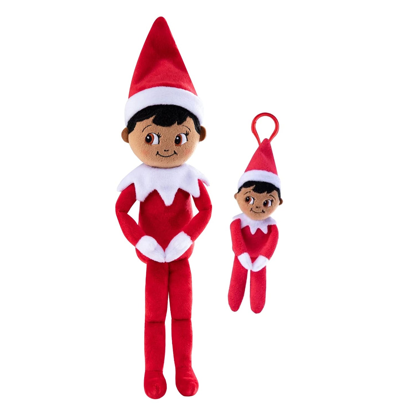 The Elf on the Shelf Plushee Pal - 12" Boy Dark Plush Toy with 4" Clip On, Model PPSESBD2-PPMINIBOYD