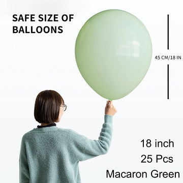 Oupking 18 Inch Macaron Green Balloons Big Latex Balloon Giant Thick Green Balloons For Party Decorations Pack Of 25