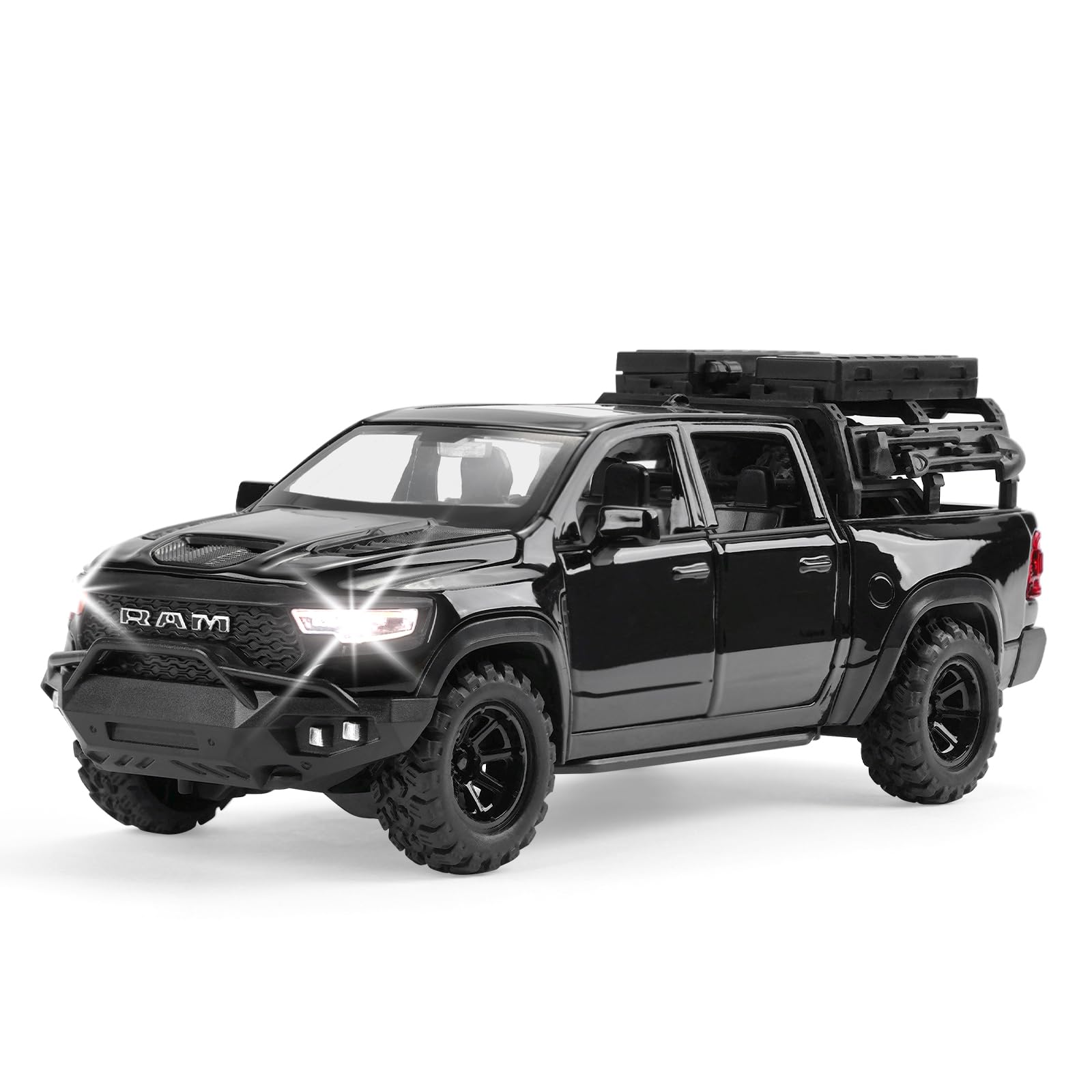 Toy Dodge Mammoth Pickup Truck Model Car Vehicle Toy for Kids Boys 3+ Years, Diecast Metal Truck with Sound and Light, 1:32 Allo