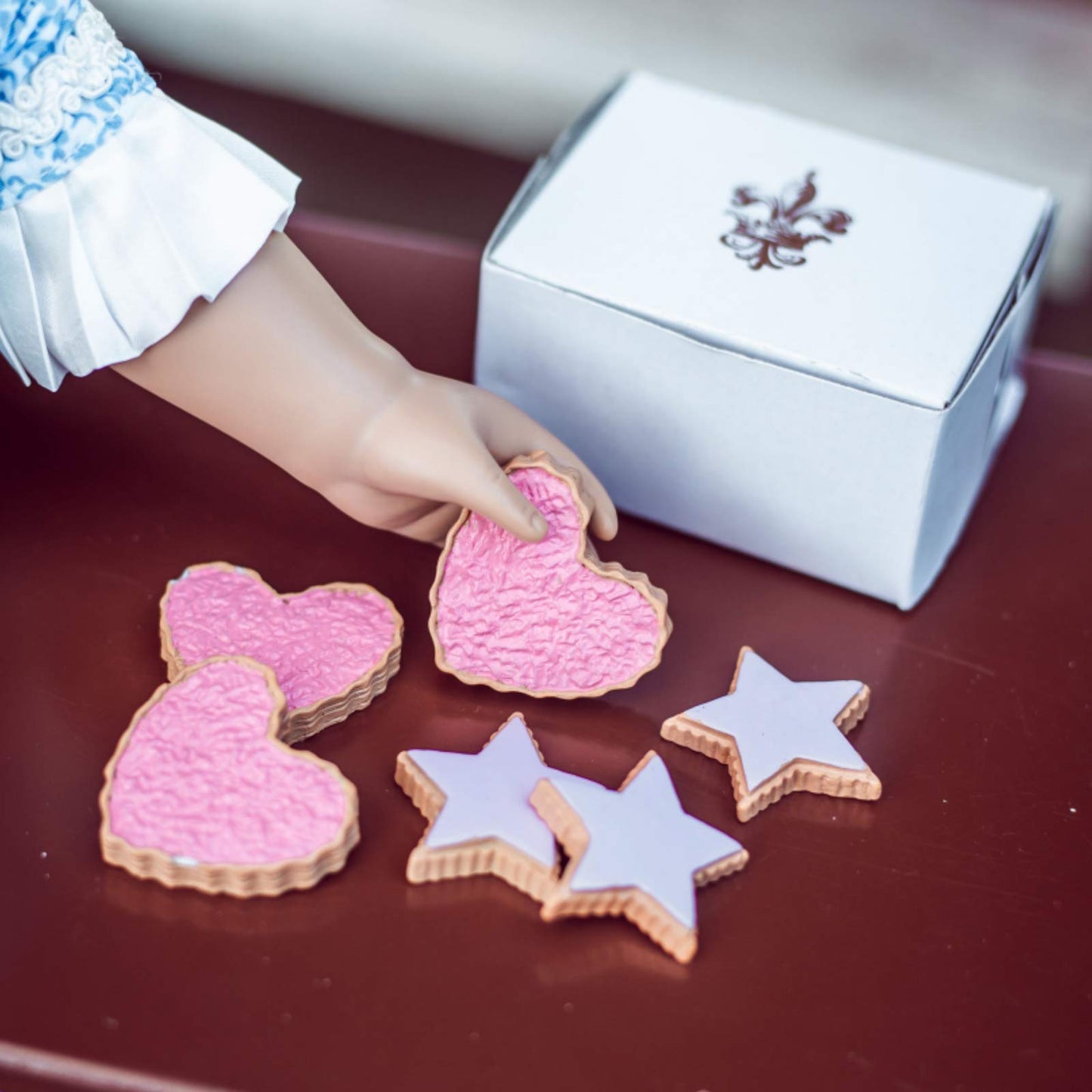 The Queen'S Treasures 18 Inch Doll Food And Accessories, Bakery Collection 6 Piece Hearts And Stars Shaped Frosted Sugar Cookies, Compatible With American Girl Pastry Bake Shop & Kitchen Furniture