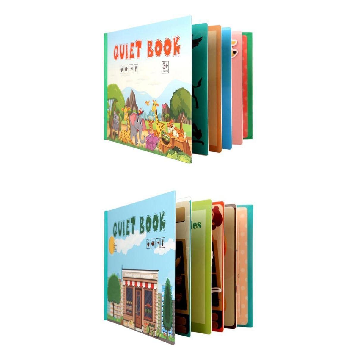 Merishopp 2Pcs Montessori Quiet Book Early Learning For Children Preschool Boys Girls| Baby Learning Toy | Infant Activity Toy |