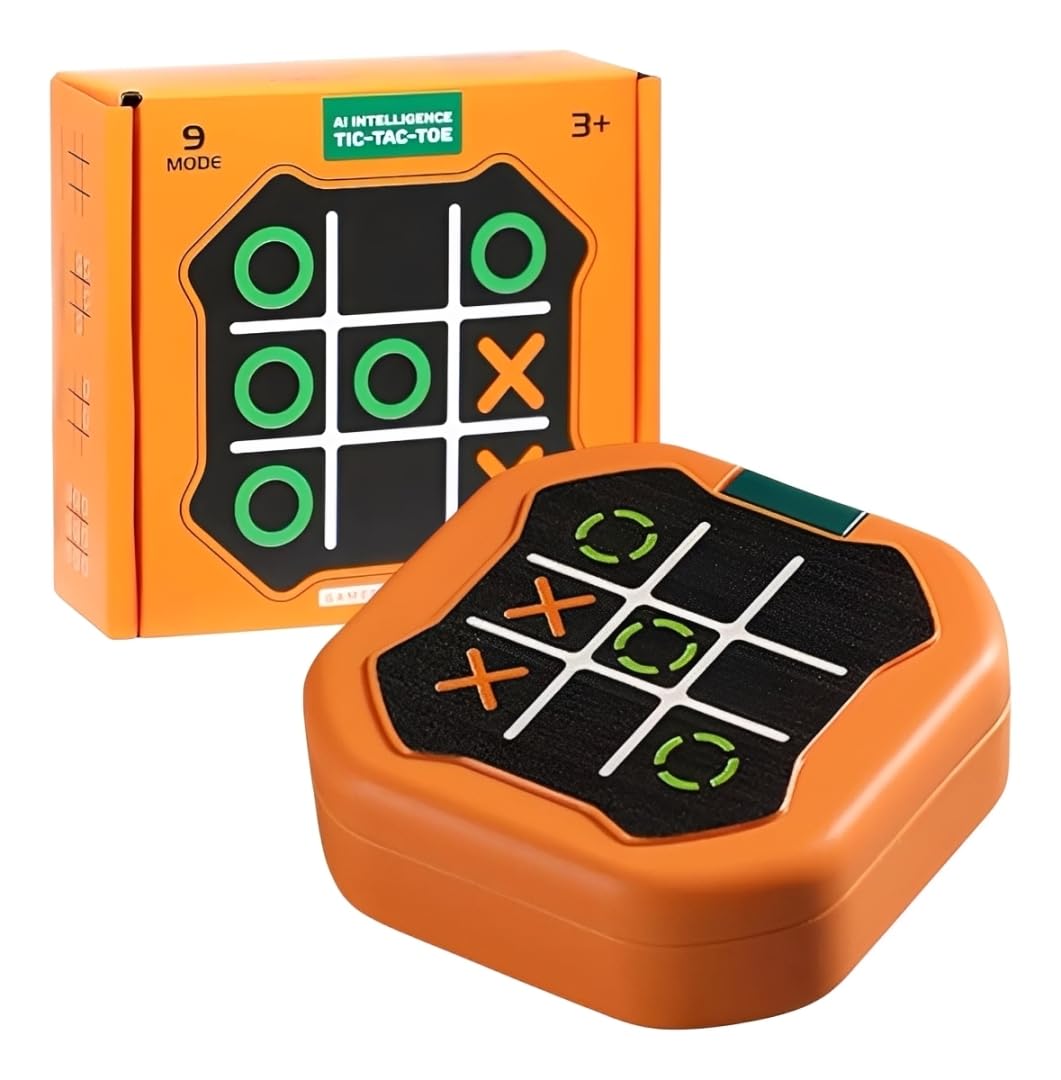 AI Intelligent Tic Tac Toe Handheld Game Console for Kids & Adults | 9 Game Modes Electronic Puzzle Board Game | Smart Interacti