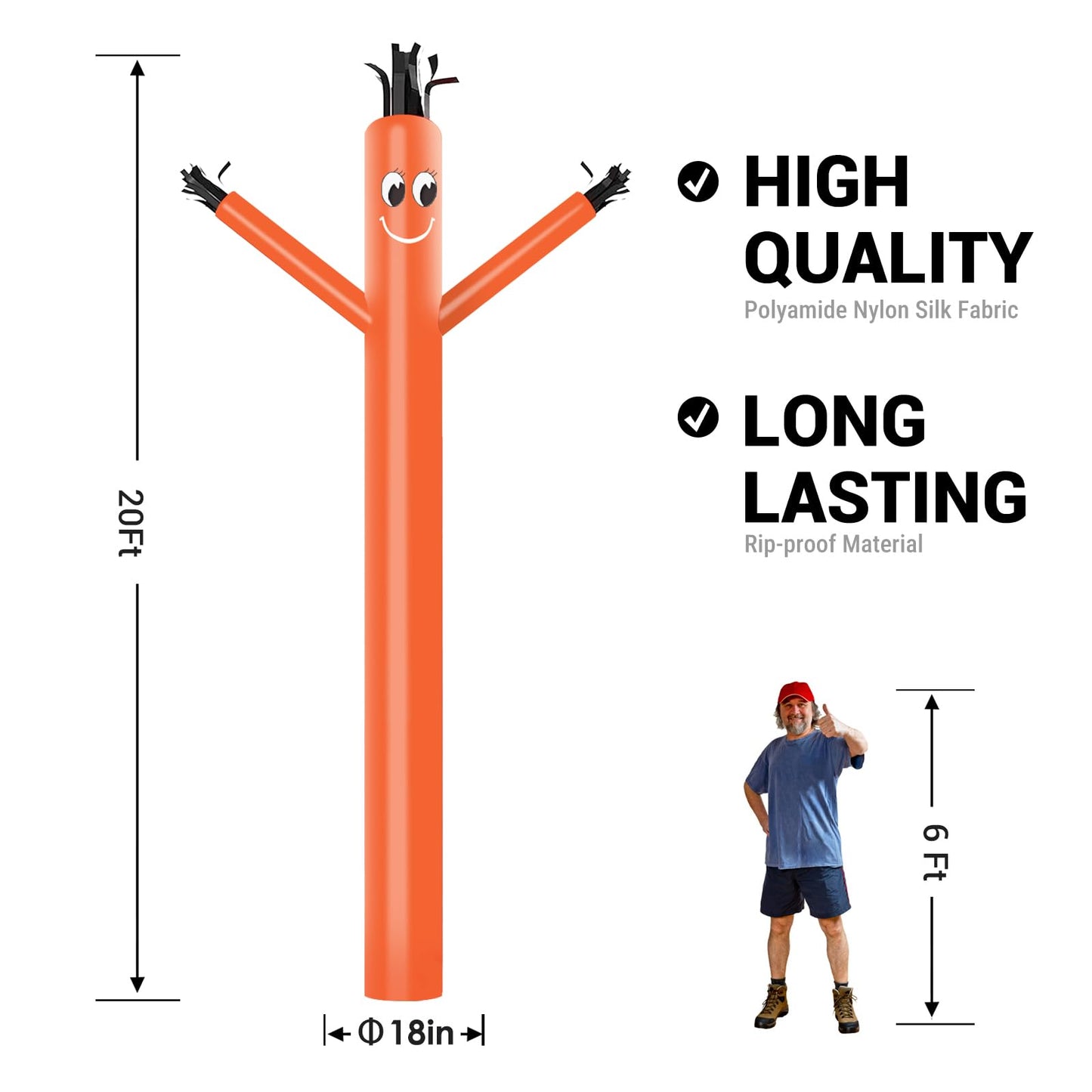 Mounto 20Ft 18Inch Fly Puppet Dancer Tube Man Fly Guy Puppet Dancer (Orange)