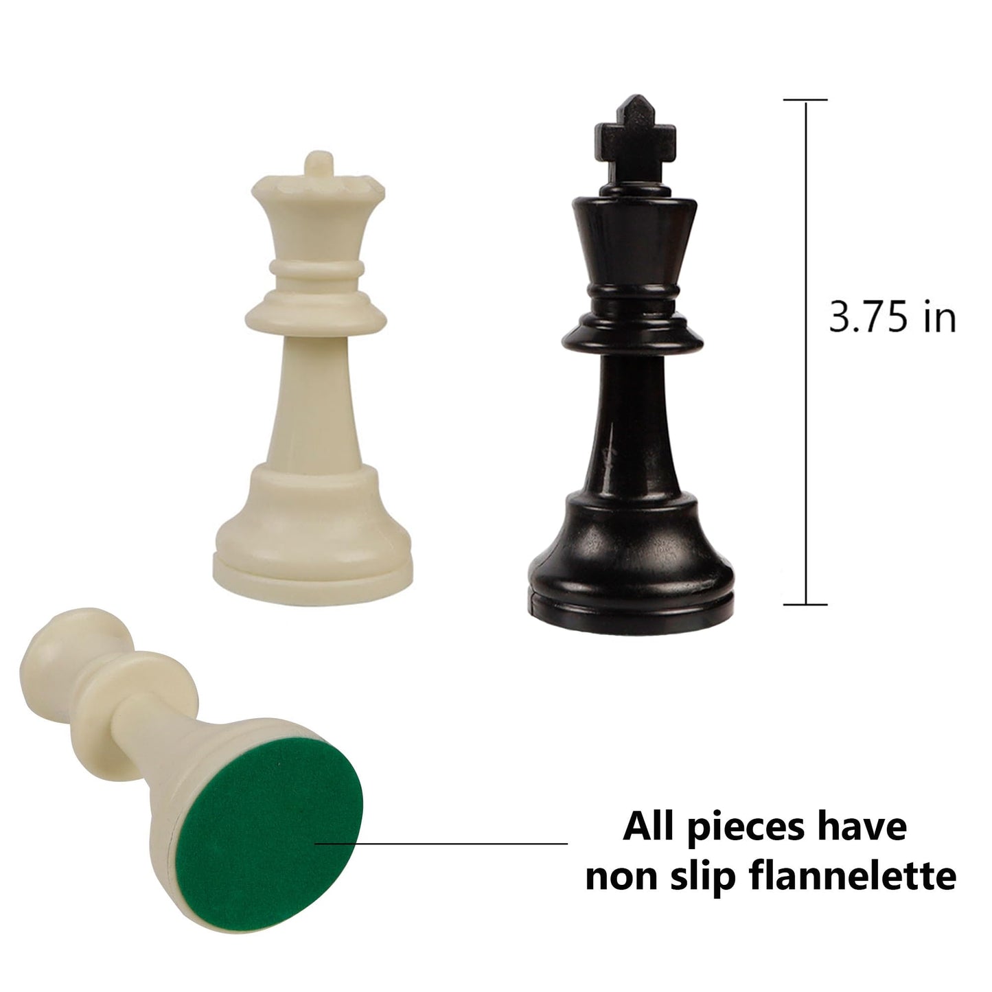 Juegoal Plastic Chess Pieces Only, 32 Pieces Each Chessmen Pieces, 3.75 Inch King Figures Chess Game Pawns Figurine Pieces, Replacement Of Missing Piece
