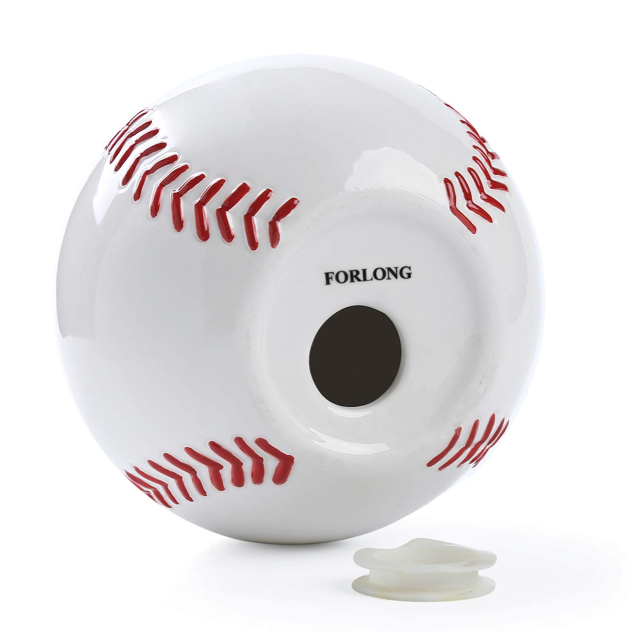 Forlong Ceramic White Baseball Piggy Bank For Boys, Sports Coin Bank, Bedroom Decor Money Box-5.9 Inch