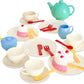 Casdon 36-Piece Tea Set - Colorful Toy Playset with Teapot, Milk Jug, Cups & Saucers, Cake, & More - Suitable for Preschool Toys