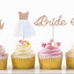 Flairs New York Bridal Wedding Decorations Banner Cake Toppers Party Props (Pack Of 4 Cup Cake Toppers, Bride Rose Gold Glitter)