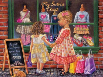 My Sister'S Closet 300 Large Piece Jigsaw Puzzle, Illustrated Art Jigsaw Puzzle With Scene Colorful,Funny Challenging Family Gam