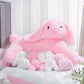 Libima 5 Pcs Nursing Bunny Plush Toys Pink 15 Inch Soft Mommy Stuffed Animals With 4 Magnetic Cuddly Baby Rabbits Stuffed Bunny