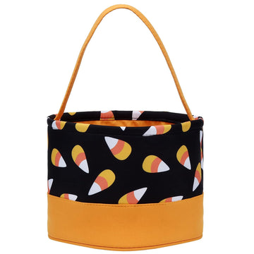 Xinblueco Halloween Trick Or Treat Bags Halloween Candy Buckets Fabric Orange Black Purple Basket Candy Corn White Polka Dot Stripe Halloween Party Favor Bags