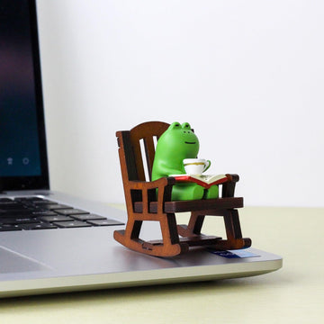 Refintural Miniature Frog Figurines - Funny Frog Sculpture For Shelf, Desk Decoration - Frog Desk Accessories - Perfect Cute Fro