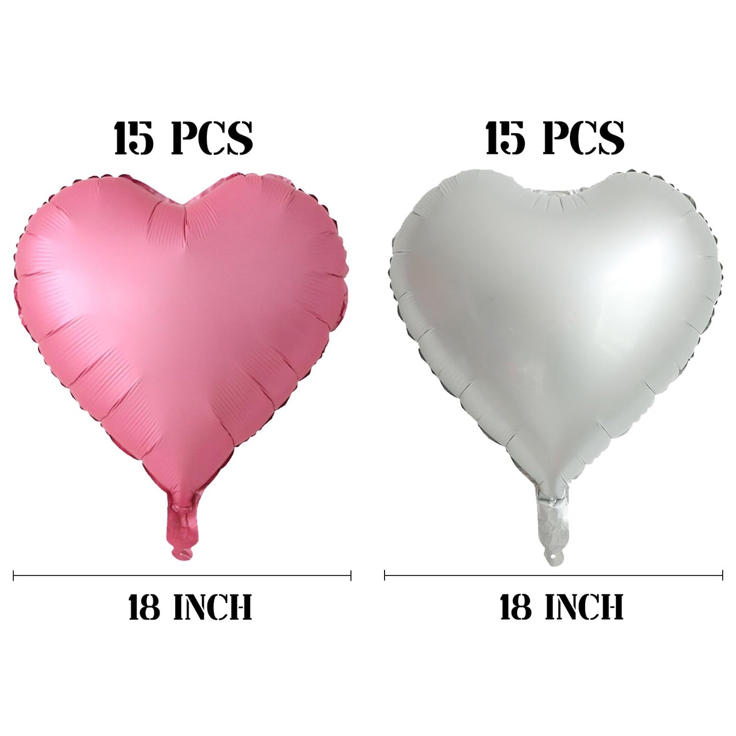 30 Pcs Metallic Pink Silve White Heart Balloons 18In Heart Shaped 18 Inch Balloons Helium Mylar Balloons Foil Balloon Decoration