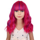 Pattnium Rose Mixed Purple Wig For Kids Child Magenta Wig With Bangs Girls Neon Pink Wig Cosplay Halloween Party Costume Wig