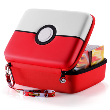 Tombert 800+ Carrying Case For Ptcg Trading Cards, Gifts For Boys, Hard-Shell Storage Box Fits Ptcg And Magic Mtg Cards, Holds 800+ Cards (Red&White-Xl)
