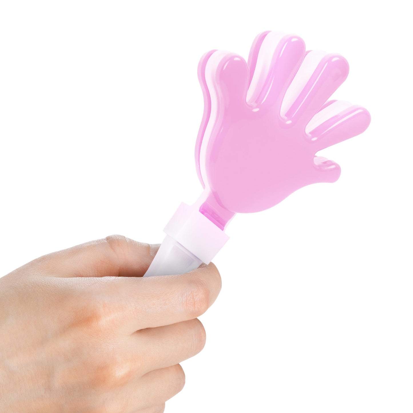 Windy City Novelties 12-Pack 7 Inch Mini Hand Clappers Noisemakers in Bulk (Pink/White)