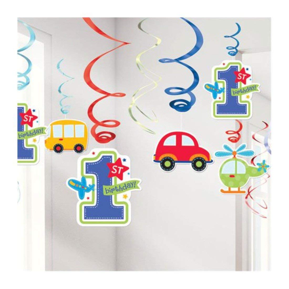 All Aboard Boy Value Pack Foil Swirl Decorations, Birthday