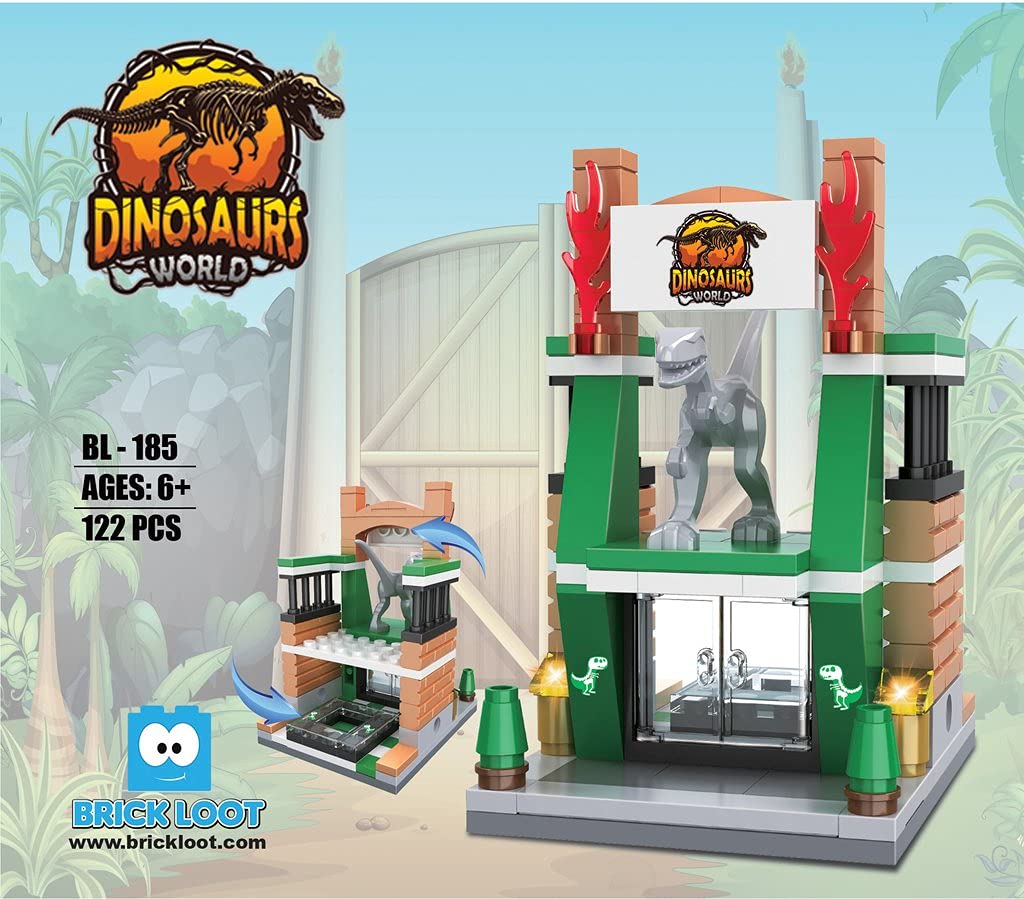 Brick Loot Exclusive Mini City Dino Dinosaurs World - Custom Designed Model - Set Is Compatible With Other Major Brick Brands - 122 Piece Model