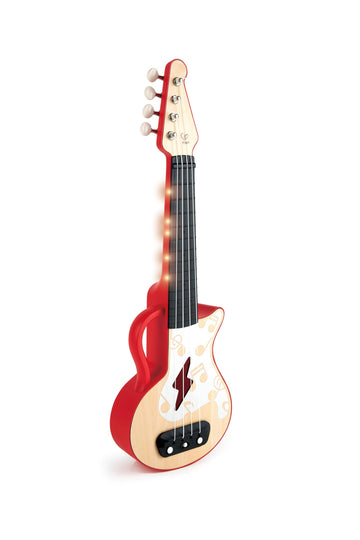 Hape Learn With Lights Electronic Ukulele Red | Leaning And Band Mode | Musical Instrument