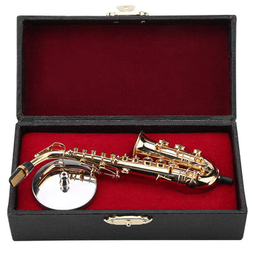 Tnfeeon Miniature Alto Saxophone, Mini Musical Instrument Saxophone with Stand and Case Simulate Instrument Miniature Dollhouse 