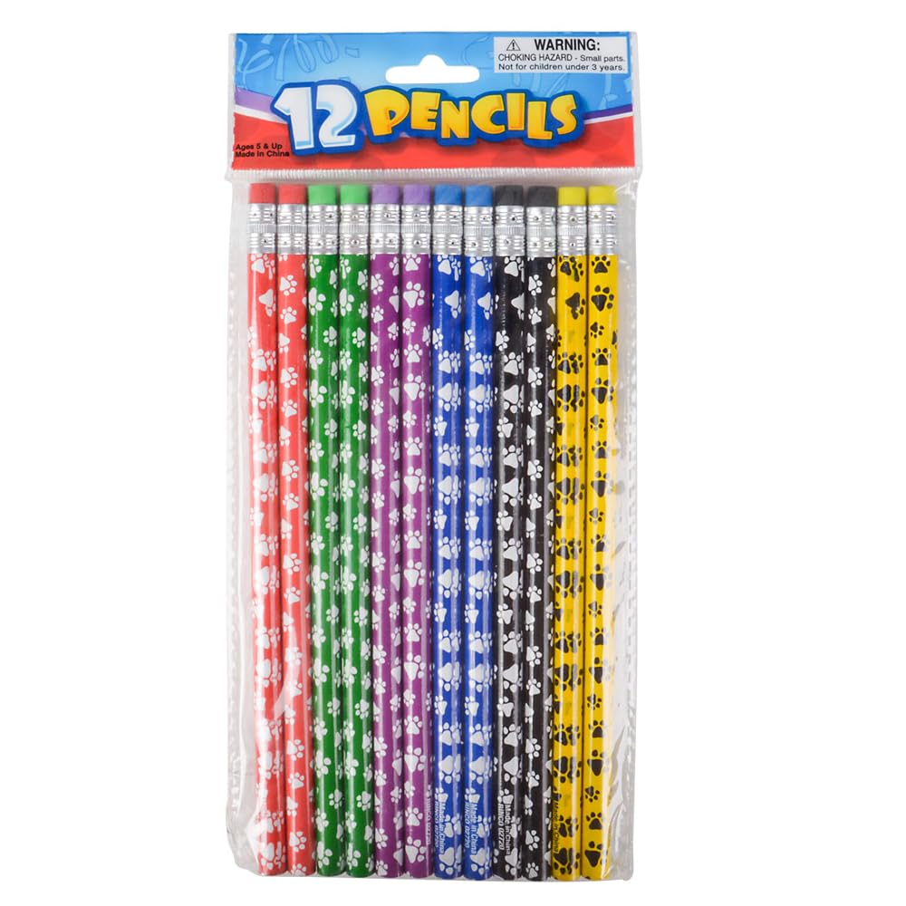Rhode Island Novelty Paw Print Pencils- Party Favors (Pack of 12)