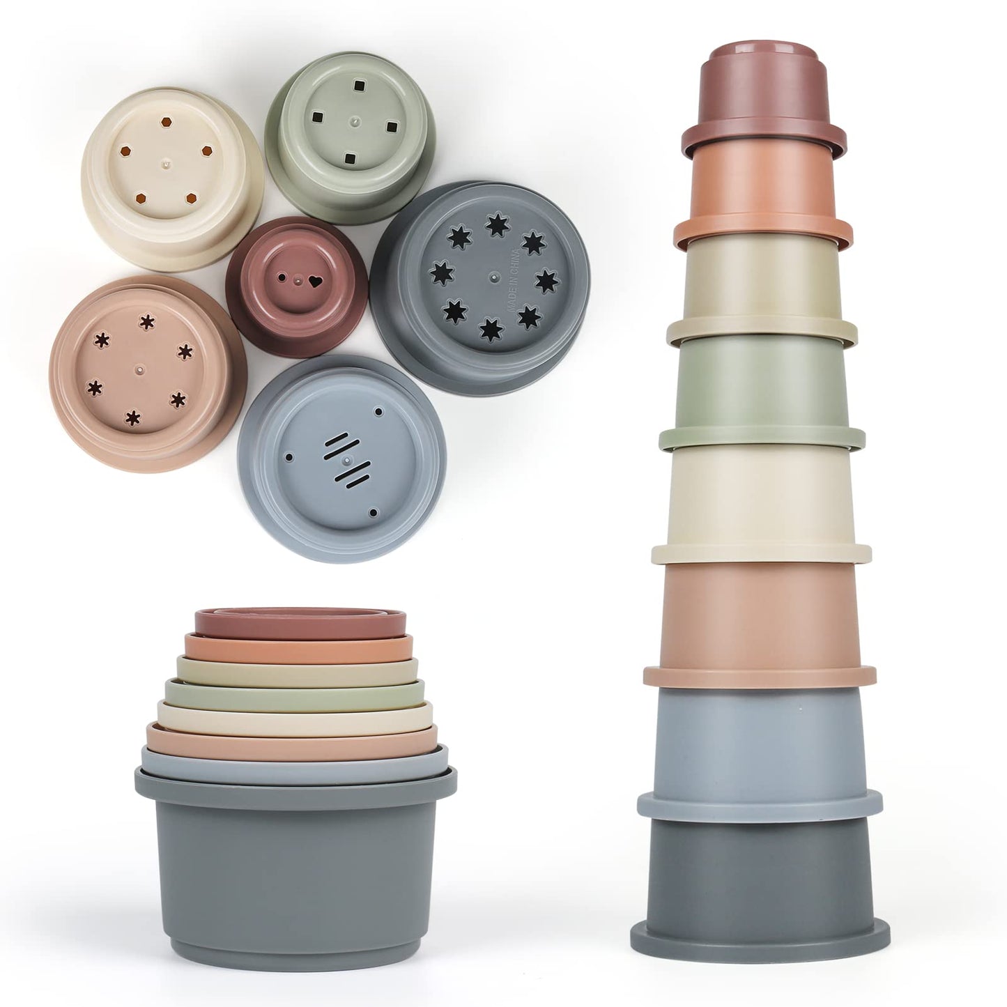 Flypear Stacking Cups Toy For Baby 6-12 Months, 8Pcs Nesting Cups Set For Toddler 1-3, Kids Bathing And Counting Stackable Toy F