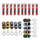 10 Car Keychains + 10 Kids Stationery Set Combo | Return Gift Pack for Kids | Includes 2 Pencils, 2 Erasers, Sharpener & Scale E