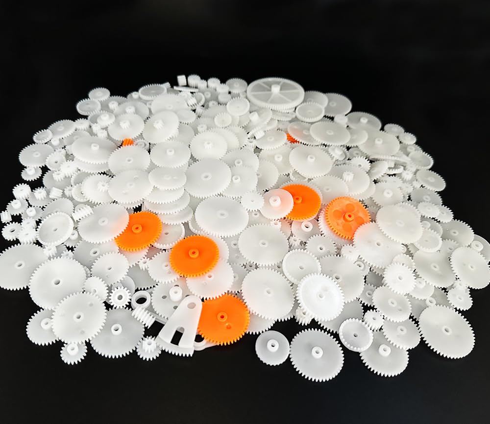 330Pcs White Plastic Gears Module 0.5 Gears For Dc Motor Diy Model Toys Rc Car Robot Gear Replacement Electric Motor Gears (330)