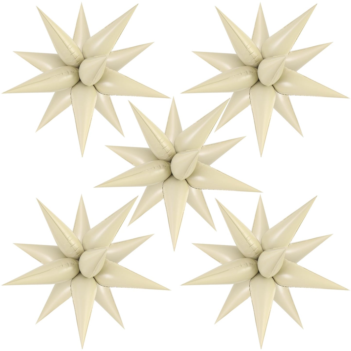 60 Pcs Cream Star Balloons Foil Starburst Balloons Explosion 12 Point Cone Balloons Large For Wedding Anniversary Backdrop Birth