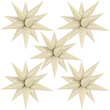 60 Pcs Cream Star Balloons Foil Starburst Balloons Explosion 12 Point Cone Balloons Large For Wedding Anniversary Backdrop Birth