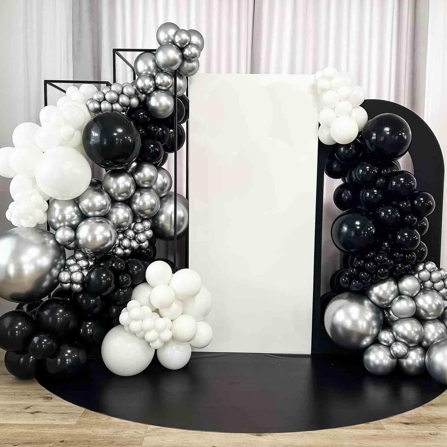 Funhot Black And Silver Balloons Set, 60Pcs Black Silver Party Balloon, 12Inch Matt Black Latex Balloons Metallic Silver Confett