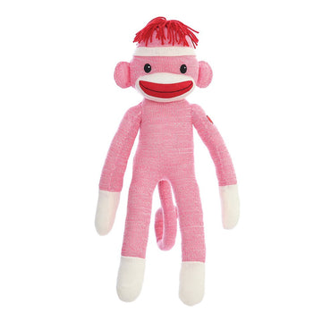 Plushland 20' Adorable Sock Monkey, Soft Plush Knitted Stuffed Animal Toy Gift - For Kids, Babies, Teens, Girls And Boys Baby Doll Present Gift Mother'S Day Birthday Graduation Puppet (Pink)