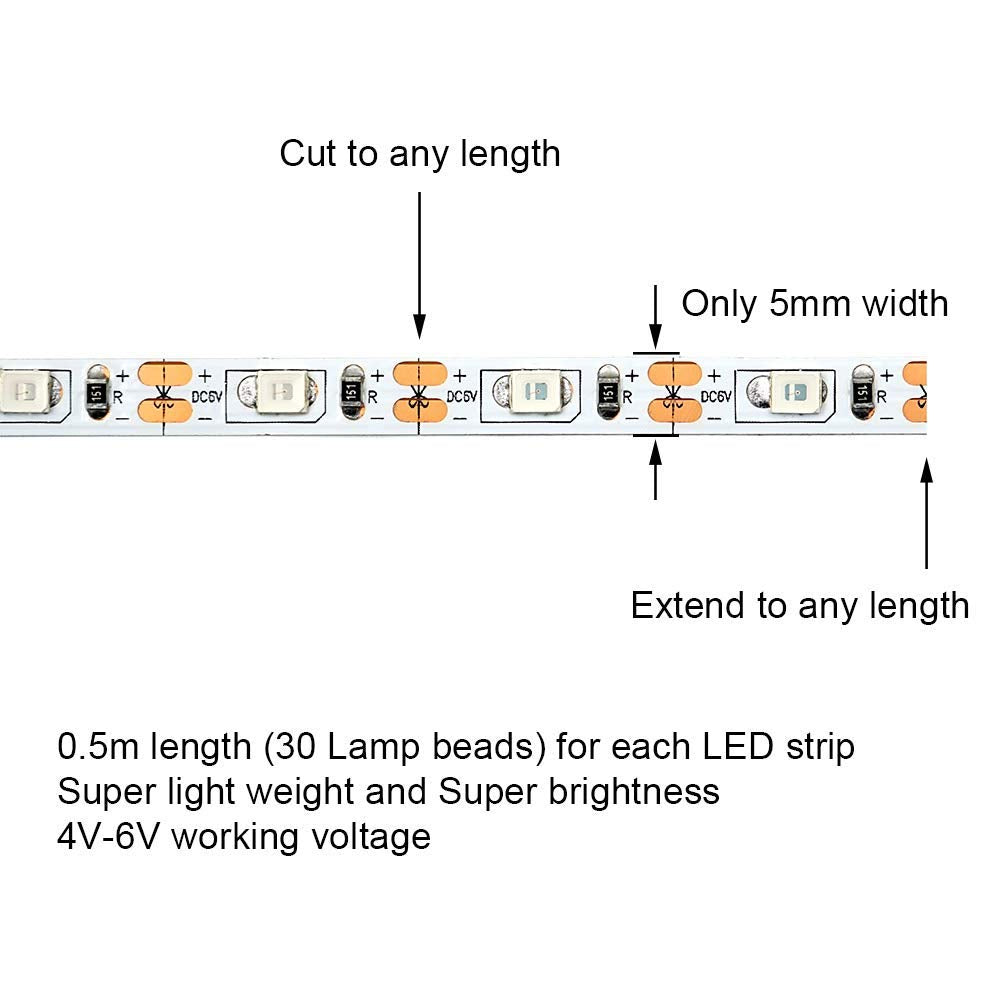 elechawk LED Light Strip for RC Fixed Wing Airplane Flying Wing Plane AR Wing Drone Model Car Truck (Yellow)