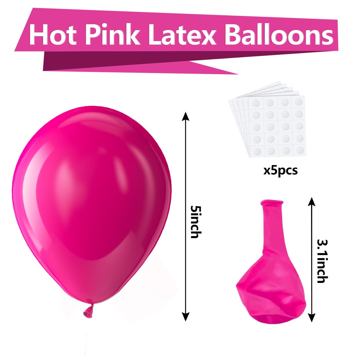 Bezente Hot Pink Latex Party Balloons - 150 Pack 5 Inch Matte Small Pink Helium Balloons For Wedding Baby Shower Valentine'S Day