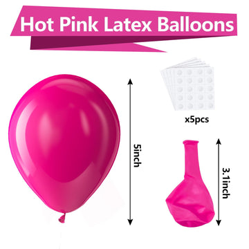 Bezente Hot Pink Latex Party Balloons - 150 Pack 5 Inch Matte Small Pink Helium Balloons For Wedding Baby Shower Valentine'S Day
