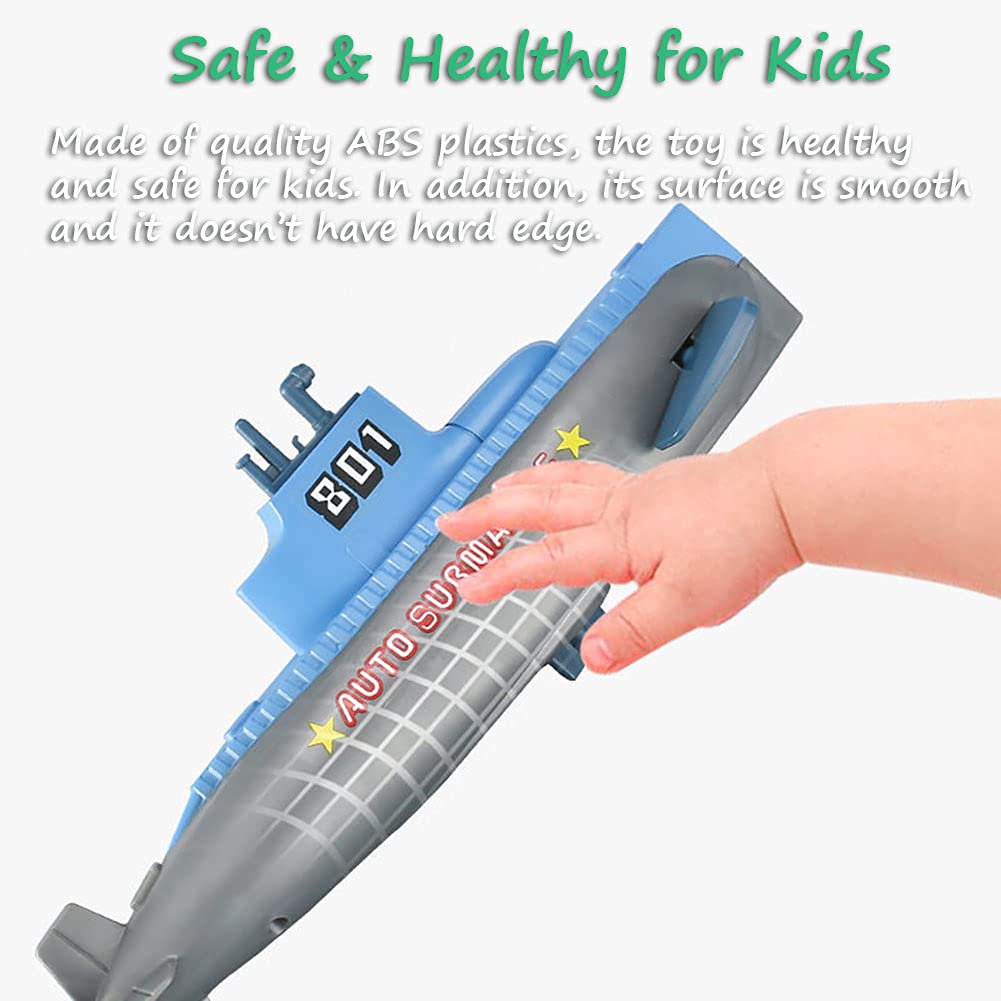Miracland Wind-Up Submarine Bath Toy, Funny Pigboat Water Toy Sub Bathtub Toy Clockwork Submarine Tub Toy Submarine Pool Beach Toy For Kids (Grey Submarine)