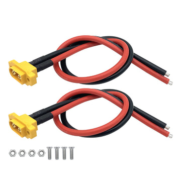 2Pcs Amass Xt60E-M Plug Male Battery Connector Mountable Pigtail Cable,Xt60 Panel Mount Connector With 30Cm Cable For Rc Lipo Ba
