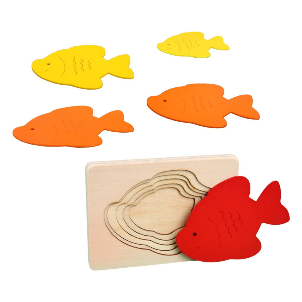 ATORSE Wooden Jigsaw Puzzle Animal Puzzles Educational Toys for Kids Fish