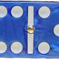 Domino Double 6 Dark Blue Marbleized Tiles With Spinners, Jumbo Tournament Size In Black Elegant Velvet Bag