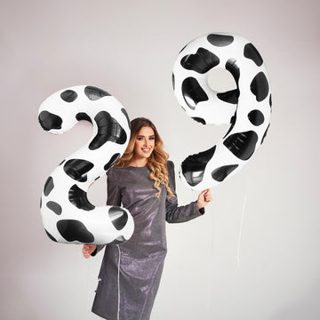 Lebery Cow Print Number Balloon 40 Inch Cow Print Number 9 Balloon Cowgirl Them Number Balloon For 9Th Birthday Party Cow Balloons Black White Number 9 Foil Balloon For Farm Barn Animal Decor