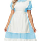 Alice Costume For Women Blue French Maid Costume Puff Sleeve Princess Dress Clothing Set 2Xl